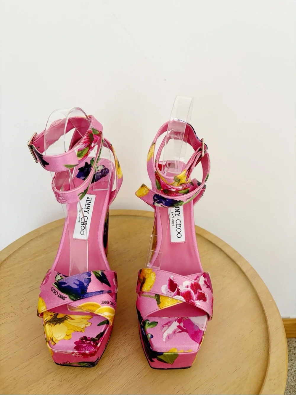 New Jimmy Choo Floral Gaia 140 Platform Heels